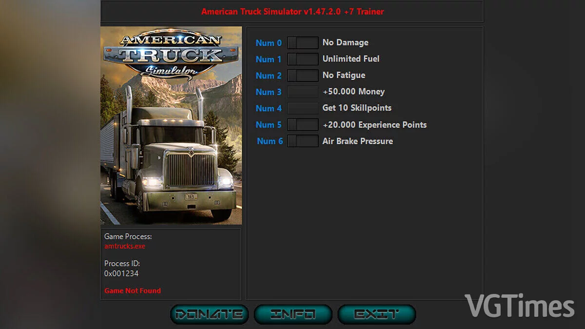 American Truck Simulator — Trainer (+7) [1.47.2.0]