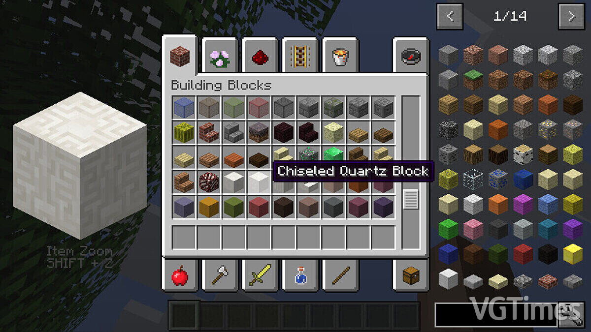 Minecraft — Enlarged preview of items