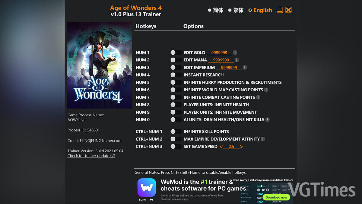 Age of Wonders 4 — Trainer (+13) [1.0]