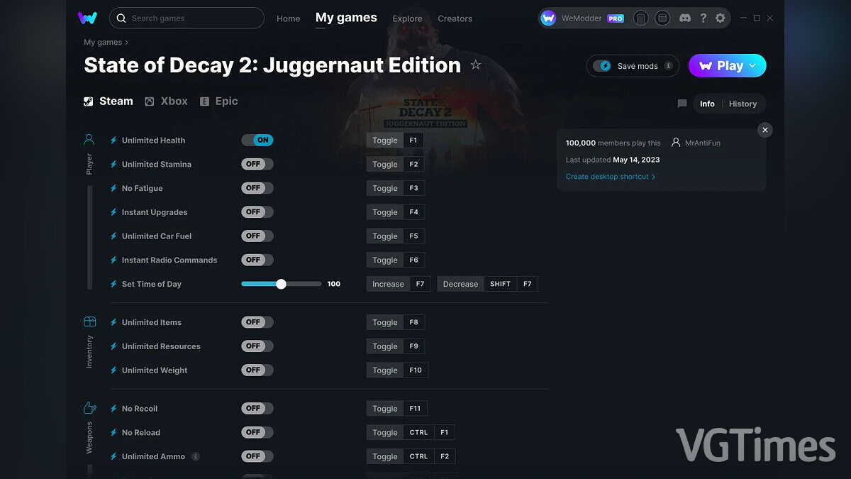 State of Decay 2: Juggernaut Edition — Trainer (+16) from 05/14/2023 [WeMod]