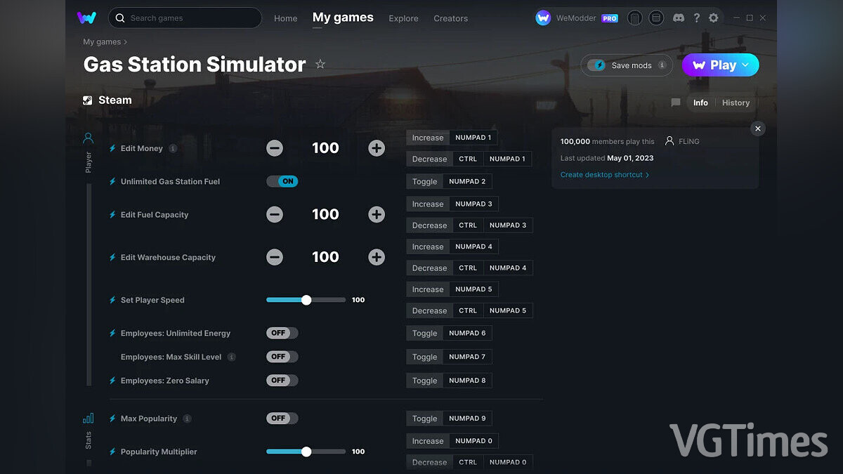 Gas Station Simulator — Trainer (+17) from 05/01/2023 [WeMod]