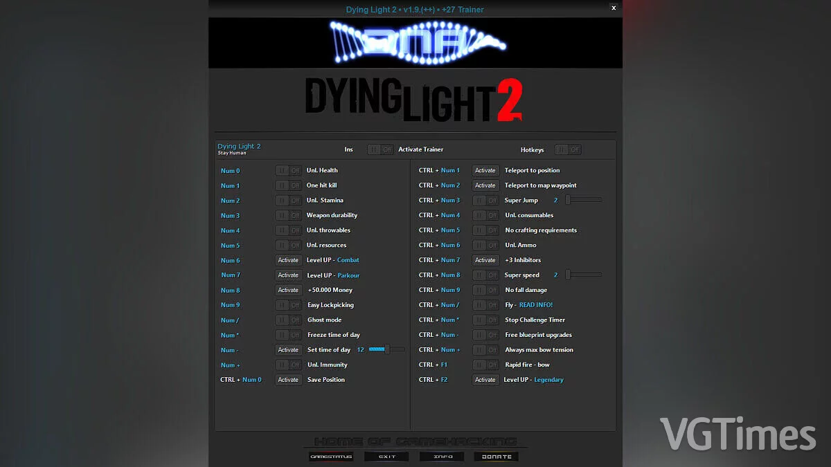 Dying Light 2 Stay Human — Entrenador (+27) [1.10]