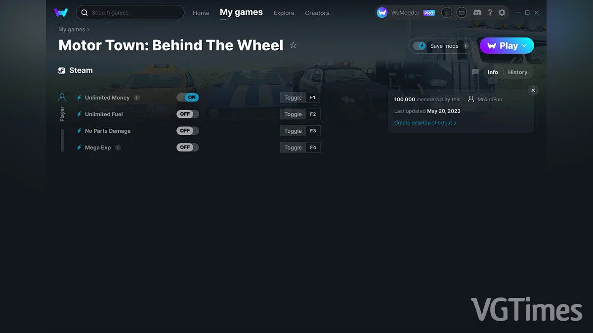 Motor Town: Behind The Wheel — Trainer (+4) from 05.20.2023 [WeMod]