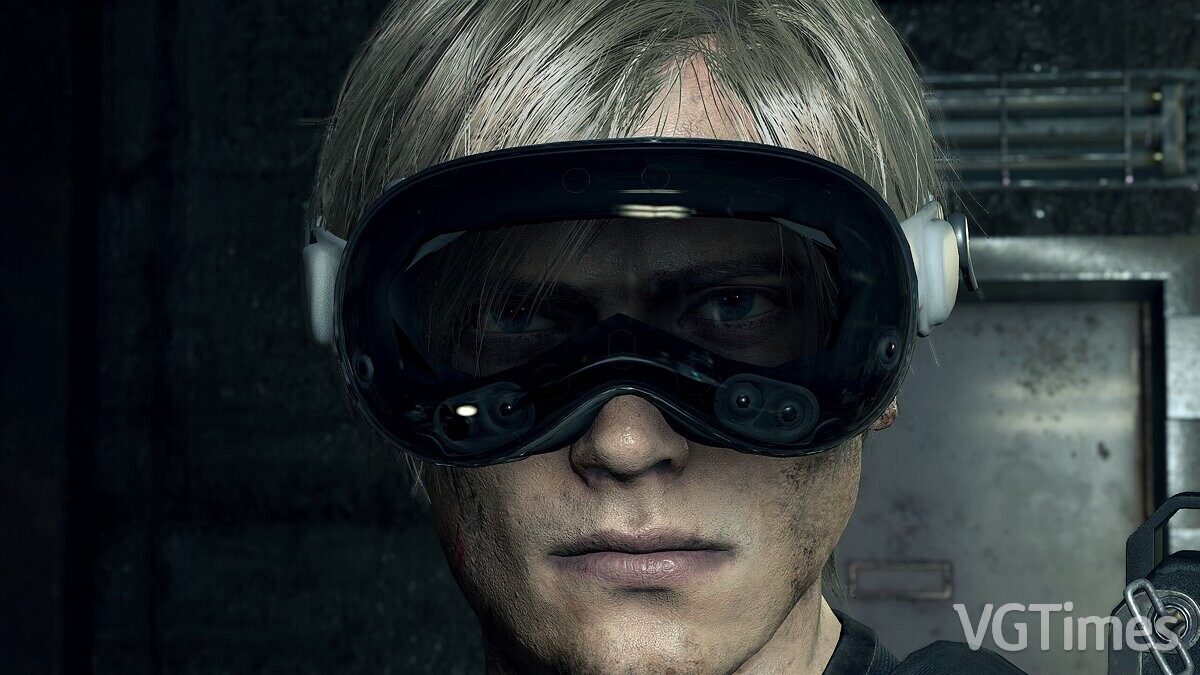 Resident Evil 4 Remake (2023) — Apple Vision Pro instead of a mask