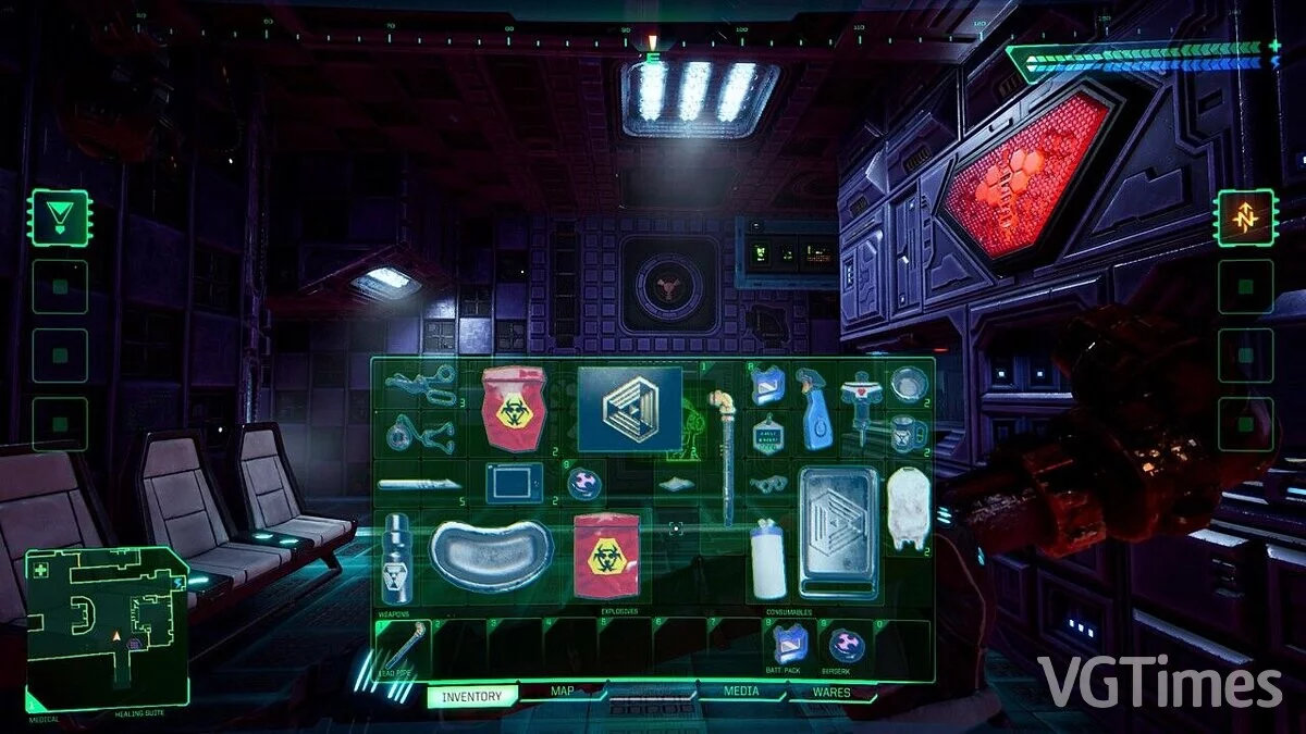 System Shock Remake — Colocación compacta de artículos.