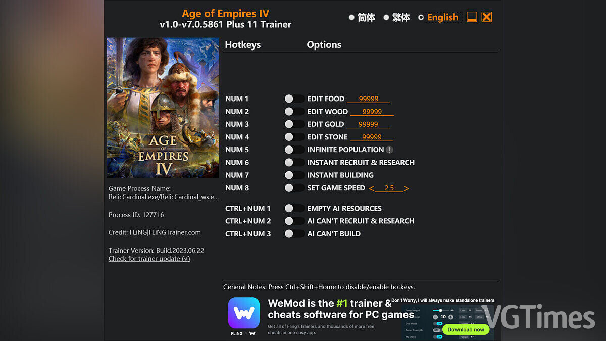 Age of Empires 4 — Trainer (+11) [1.0 - 7.0.5861]