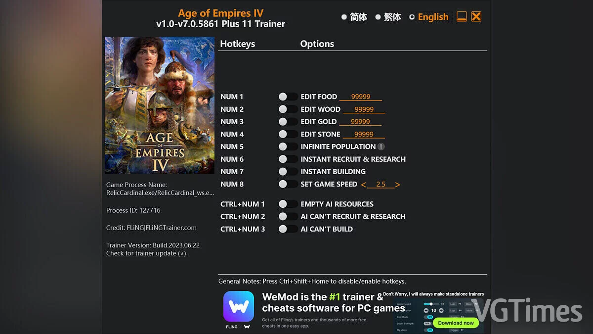 Age of Empires 4 — Trainer (+11) [1.0 - 7.0.5861]