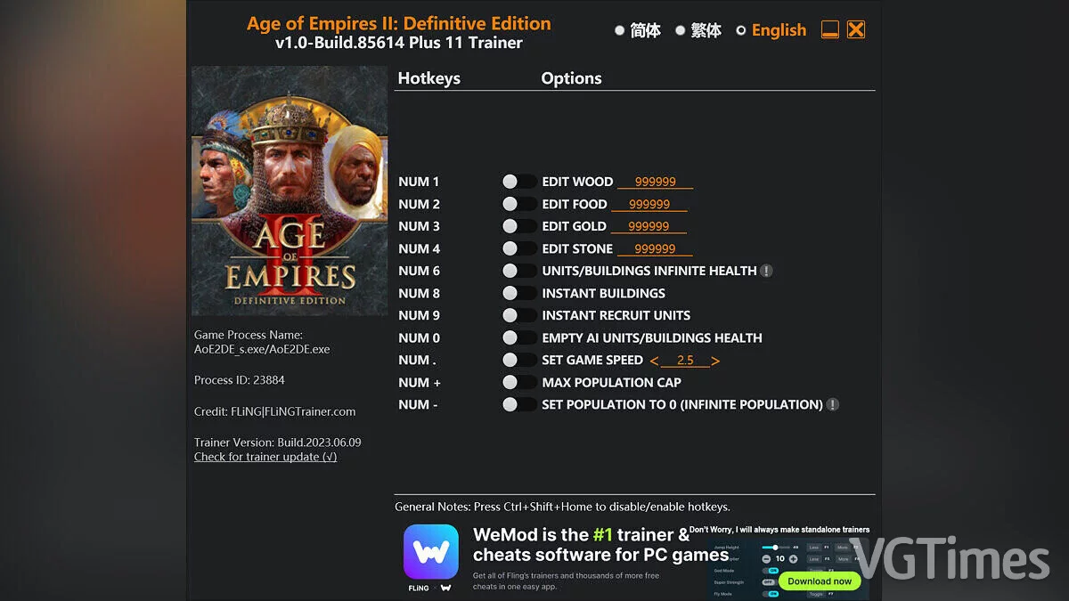 Age Of Empires 2: Definitive Edition — Trainer (+11) [1.0 - Build.85614]