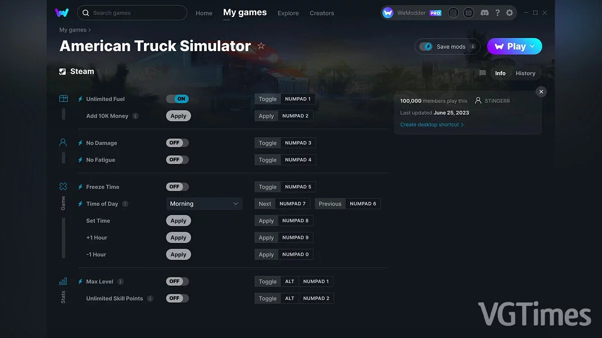 American Truck Simulator — Trainer (+11) from 06/25/2023 [WeMod]