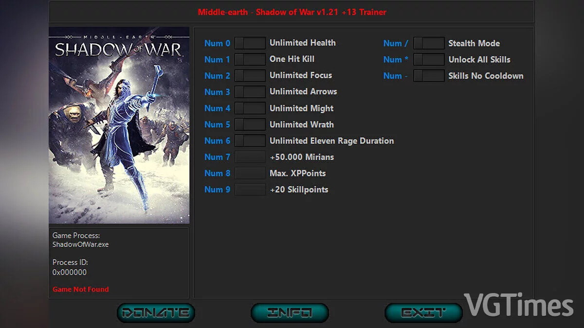 Middle-earth: Shadow of War — Trainer (+13) [1.21: Fixed]
