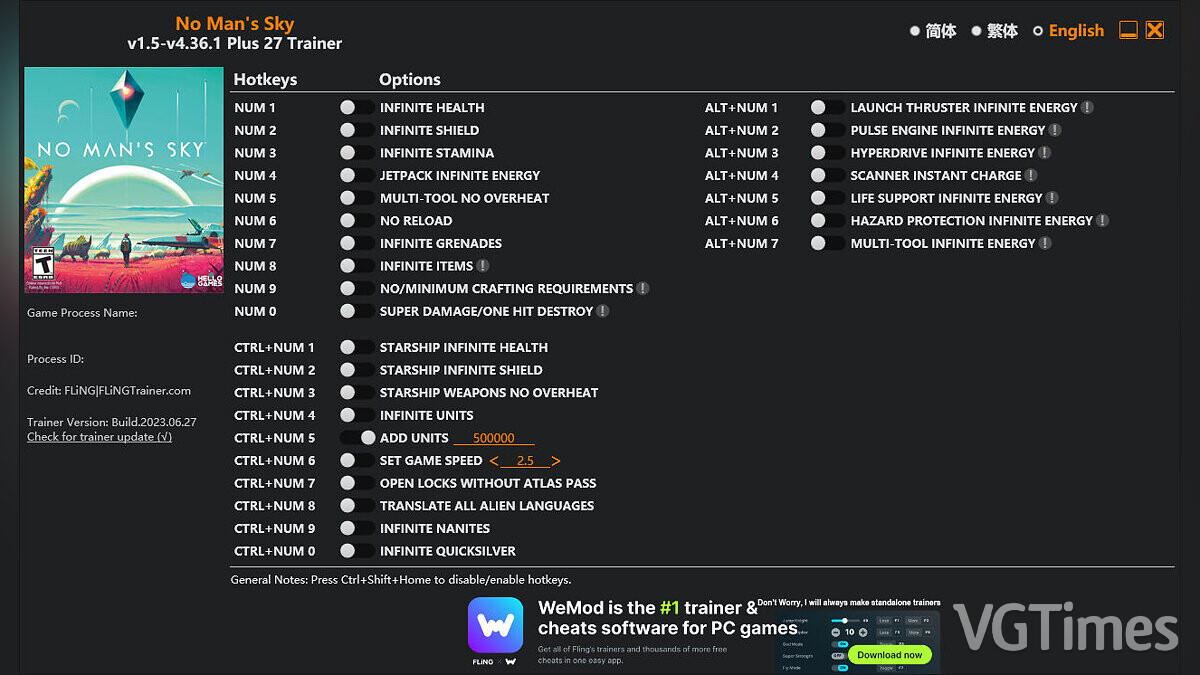 No Man&#039;s Sky — Trainer (+27) [1.0 - 4.36.1]