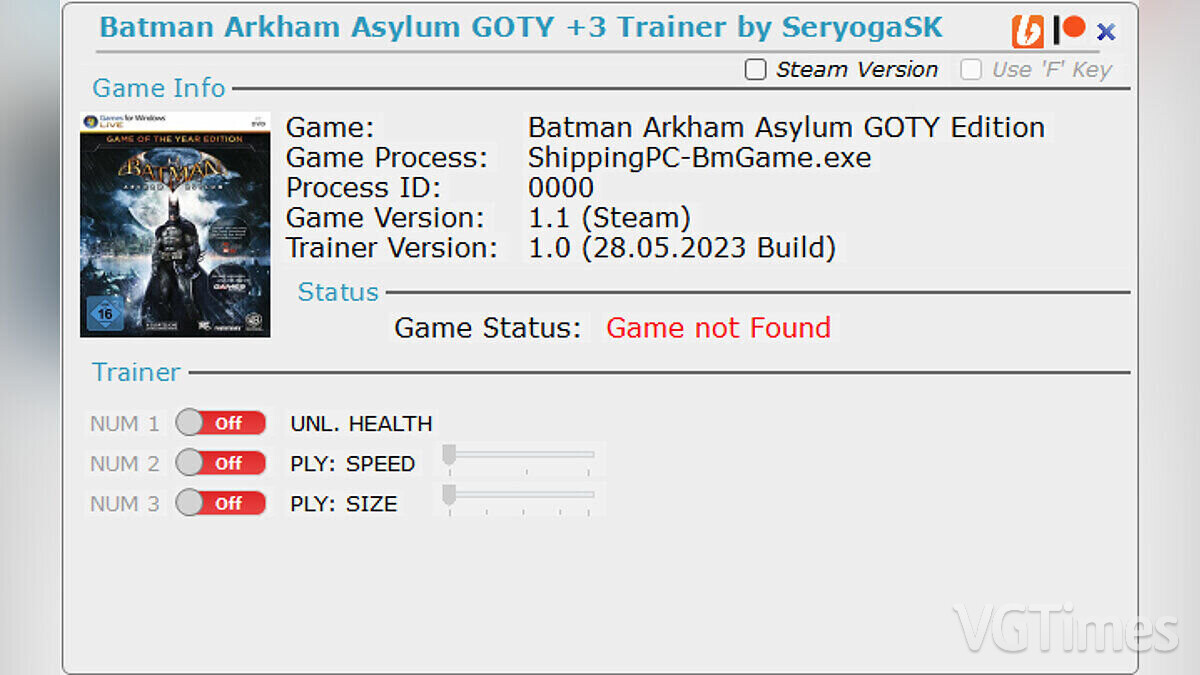 Batman: Arkham Asylum — Trainer (+3) [1.1]