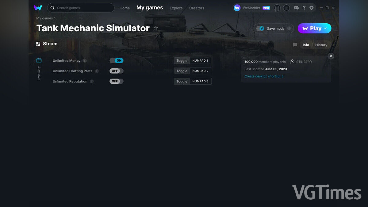 Tank Mechanic Simulator — Trainer (+3) from 06/09/2023 [WeMod]