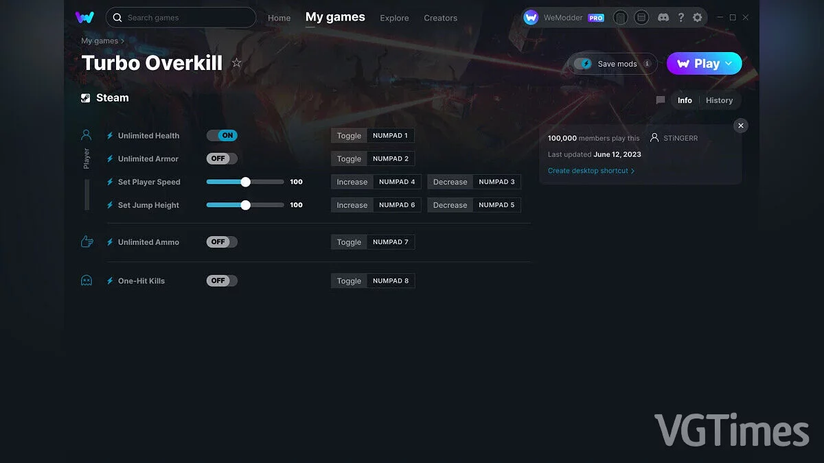 Turbo Overkill — Trainer (+6) from 06/12/2023 [WeMod]