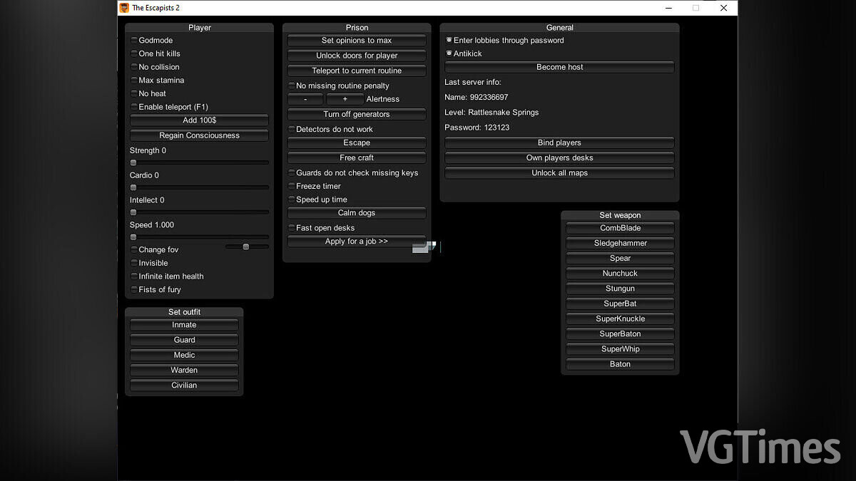 The Escapists 2 — Mod menu (+32) [UPD: 07/23/2023]