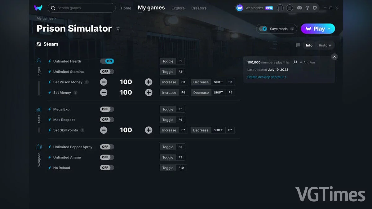 Prison Simulator — Trainer (+10) from 07/19/2023 [WeMod]