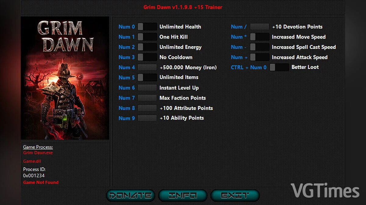 Grim Dawn — Trainer (+15) [1.1.9.8]