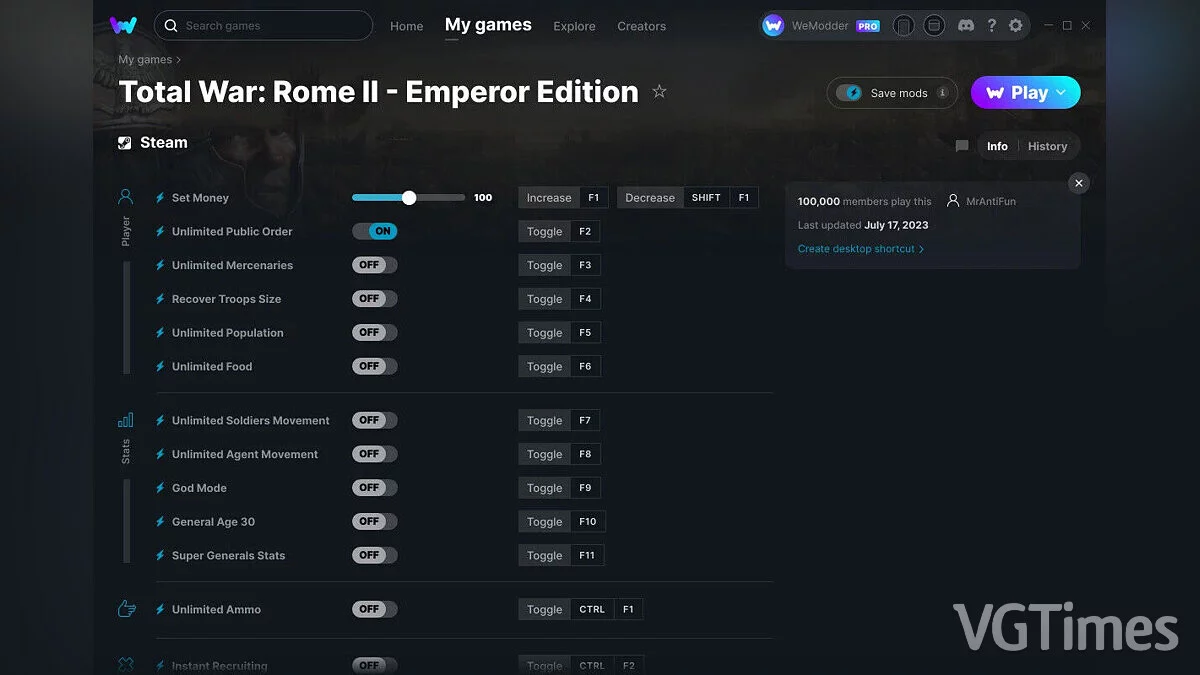 Total War: Rome 2 — Trainer (+15) from 07/17/2023 [WeMod]