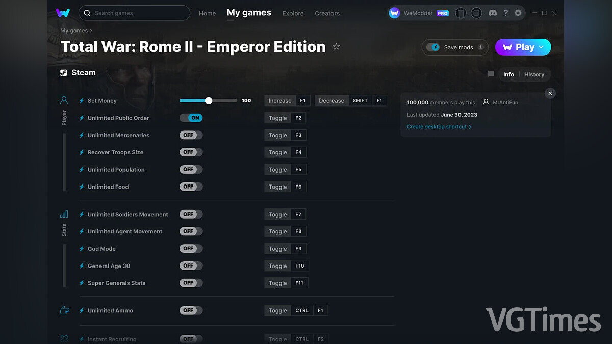 Total War: Rome 2 — Trainer (+15) from 06/30/2023 [WeMod]