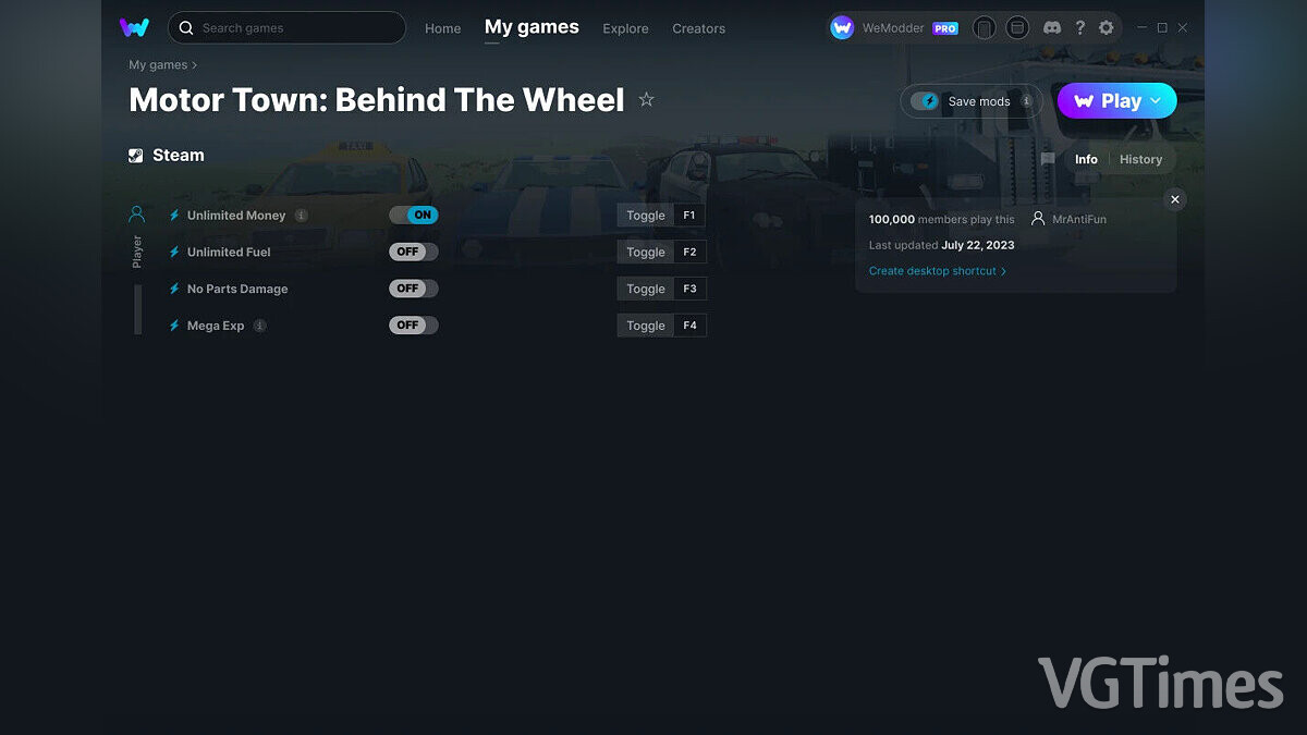 Motor Town: Behind The Wheel — Trainer (+4) from 07.22.2023 [WeMod]