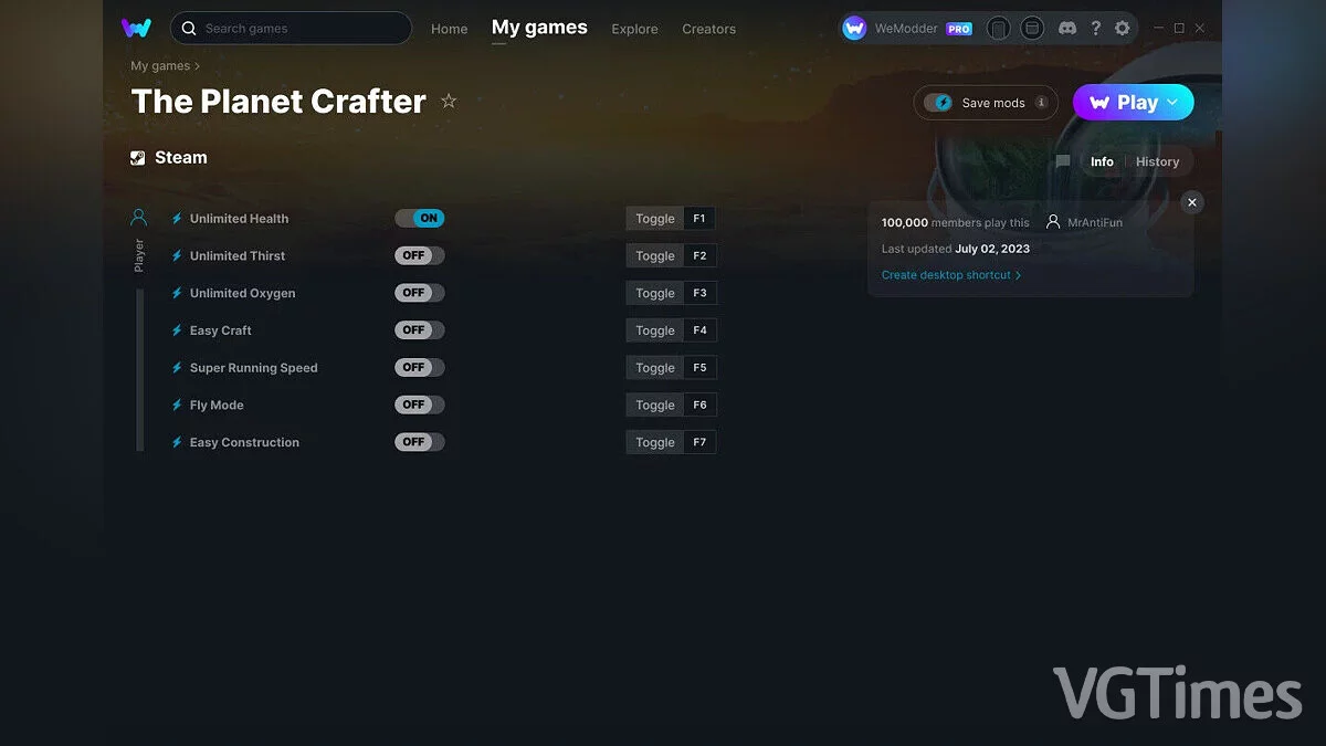 The Planet Crafter — Trainer (+7) from 07/02/2023 [WeMod]