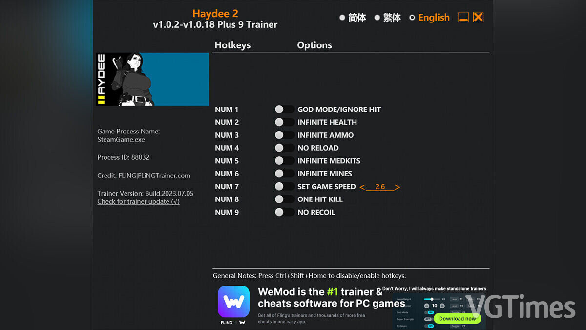 Haydee 2 — Trainer (+9) [1.0.2 - 1.0.18]