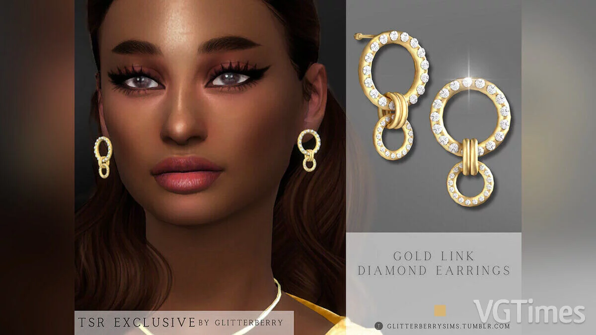 The Sims 4 — Gold earrings with diamonds