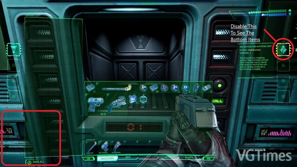 System Shock Remake — Freight elevator with 60 slots