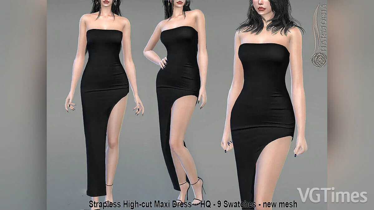 The Sims 4 — Strapless dress with high slit