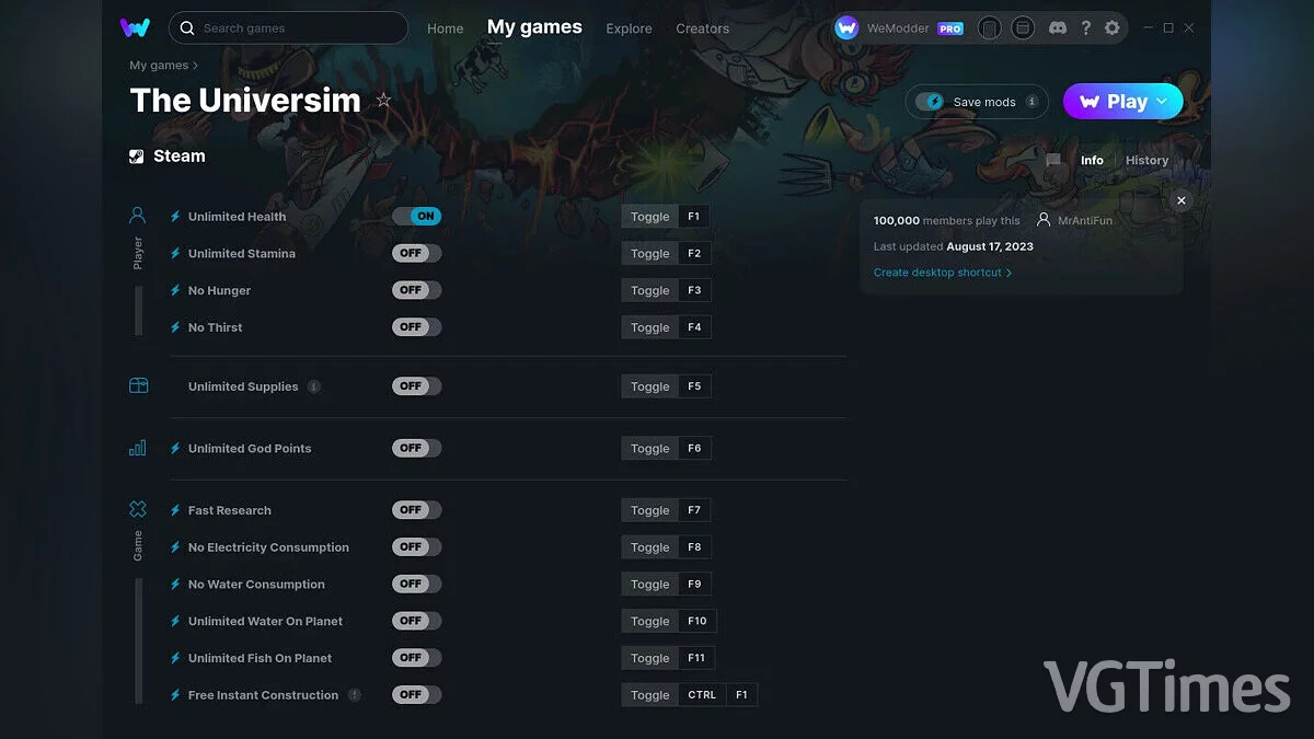 The Universim — Trainer (+12) from 08/17/2023 [WeMod]