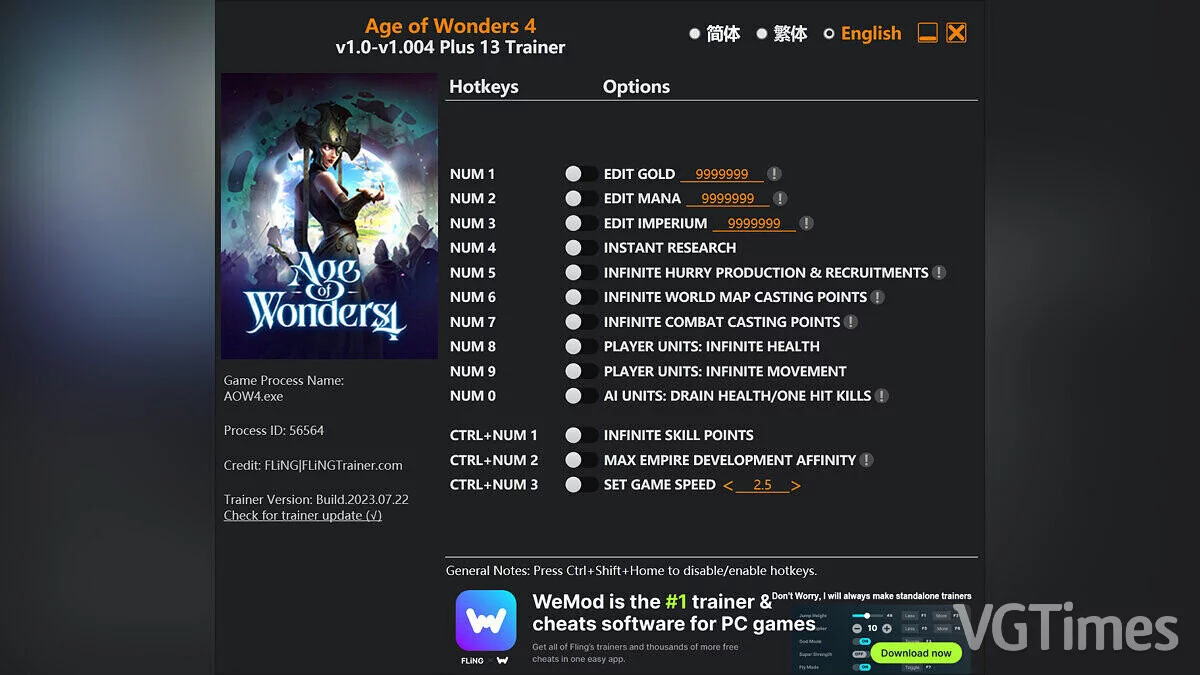 Age of Wonders 4 — Trainer (+13) [1.0 - 1.004 / UPD: 08/20/2023]