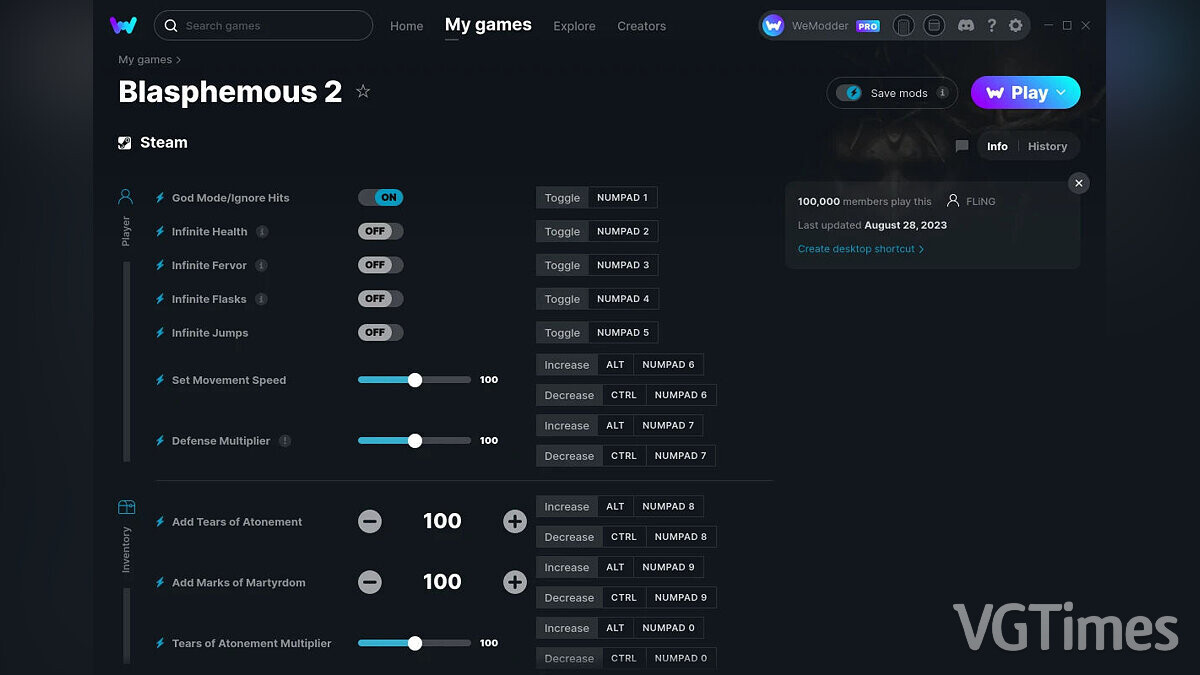 Blasphemous 2 — Trainer (+13) from 08/28/2023 [WeMod]