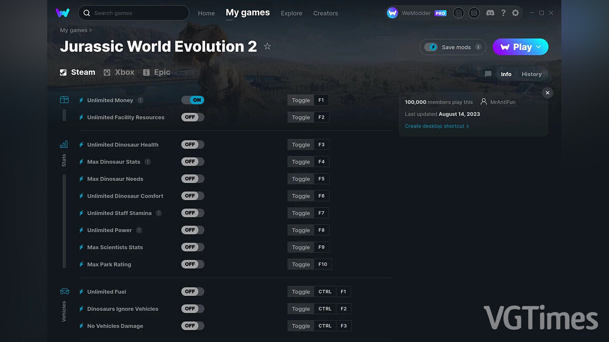 Jurassic World Evolution 2 — Trainer (+15) from 08/14/2023 [WeMod]