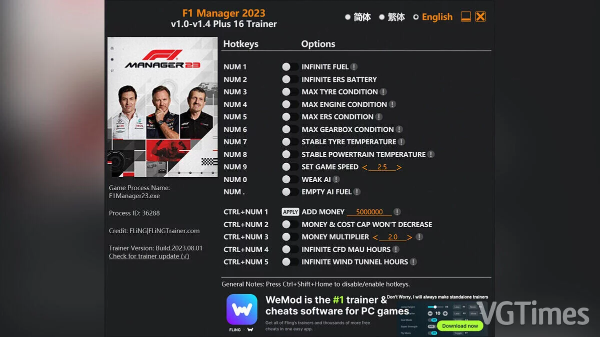 F1 Manager 2023 — Trainer (+16) [1.0 - 1.4]