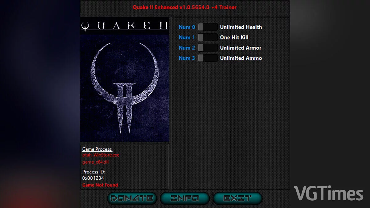 Quake 2 — Trainer (+4) [1.0.5654.0]