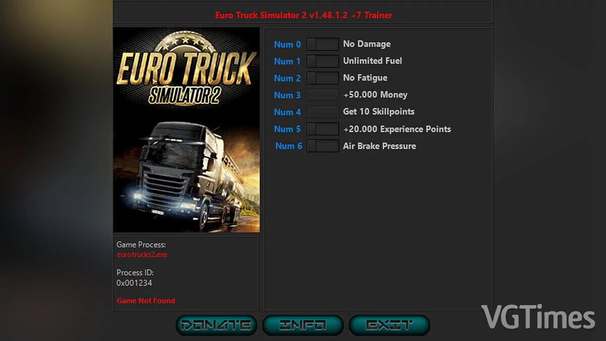 Euro Truck Simulator 2 — Entrenador (+7) [1.48.1.2]