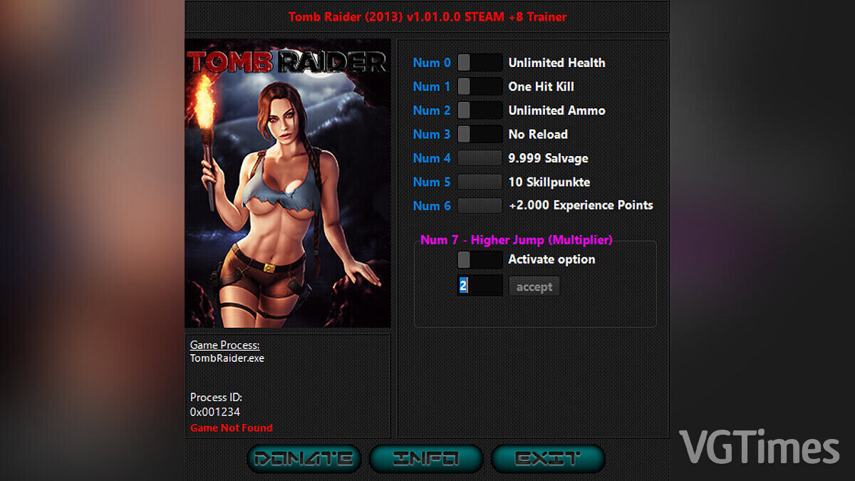 Tomb Raider — Trainer (+8) [1.01.0.0 Steam]