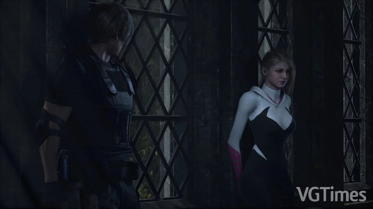 Resident Evil 4 Remake (2023) — Эшли косплеит Гвен-Паука