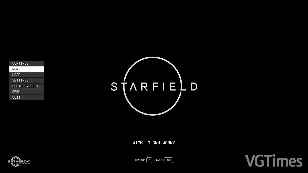 Starfield — Blank black main menu