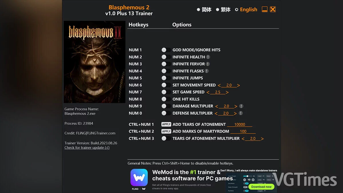 Blasphemous 2 — Entrenador (+13) [1.0 Fijo]