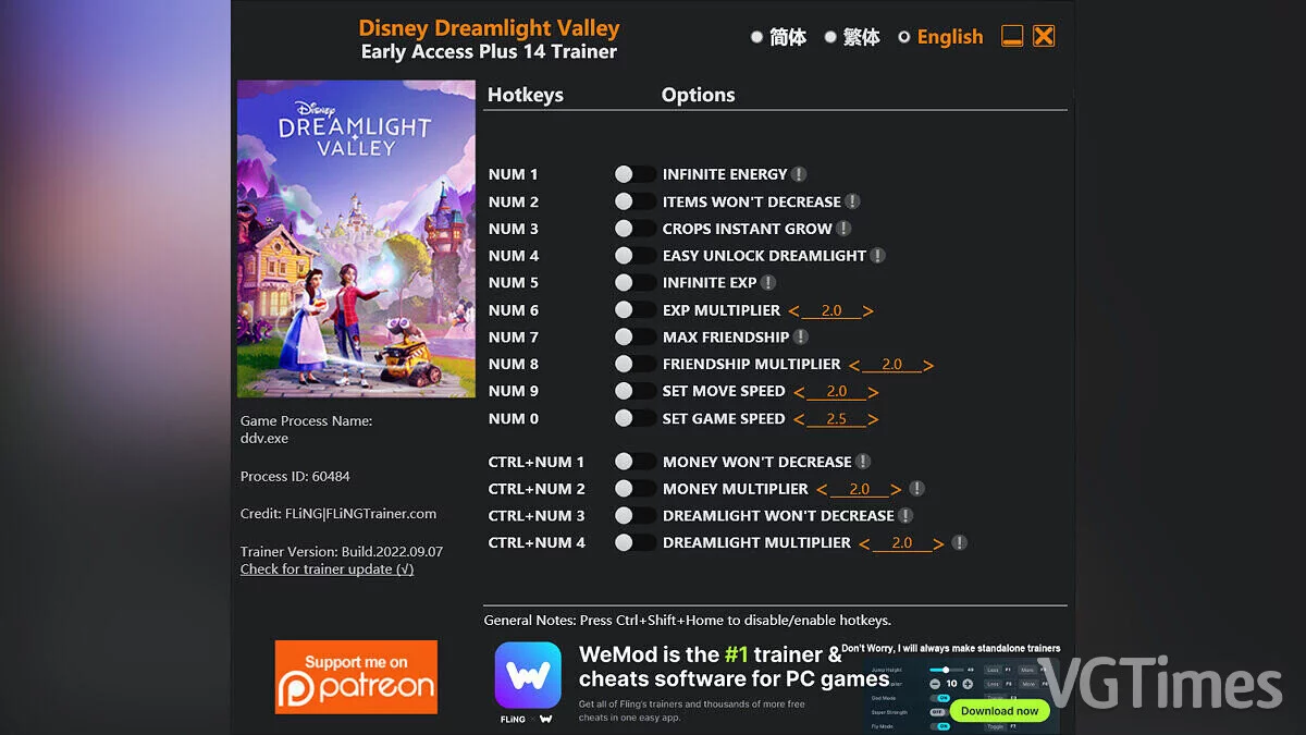 Disney Dreamlight Valley — Trainer (+14) [EA: 09/15/2023]