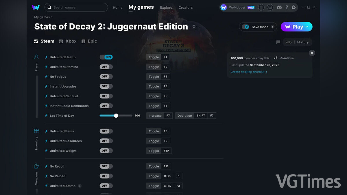 State of Decay 2: Juggernaut Edition — Trainer (+16) from 09.20.2023 [WeMod]