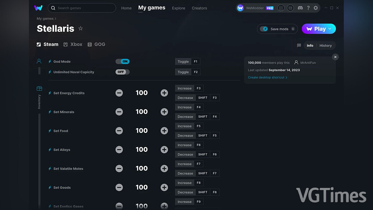 Stellaris — Trainer (+22) from 09/14/2023 [WeMod]