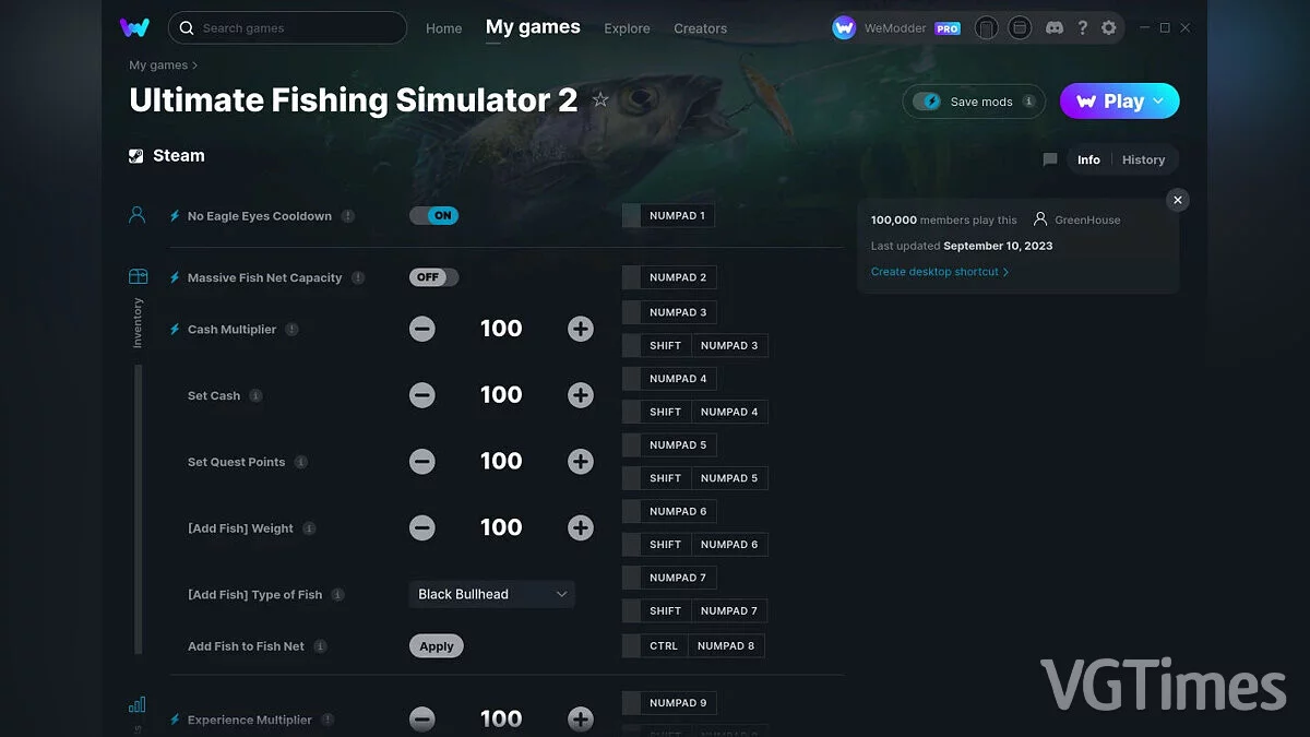 Ultimate Fishing Simulator 2 — Trener (+24) od 10.09.2023 [WeMod]