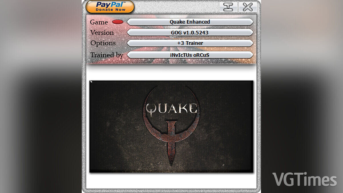 Quake — Trainer (+3) [1.0.4126 - 1.0.5243]