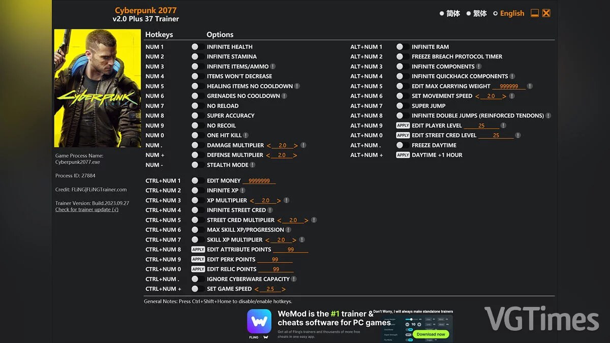 Cyberpunk 2077 — Trainer (+37) [1.03 - 2.0]