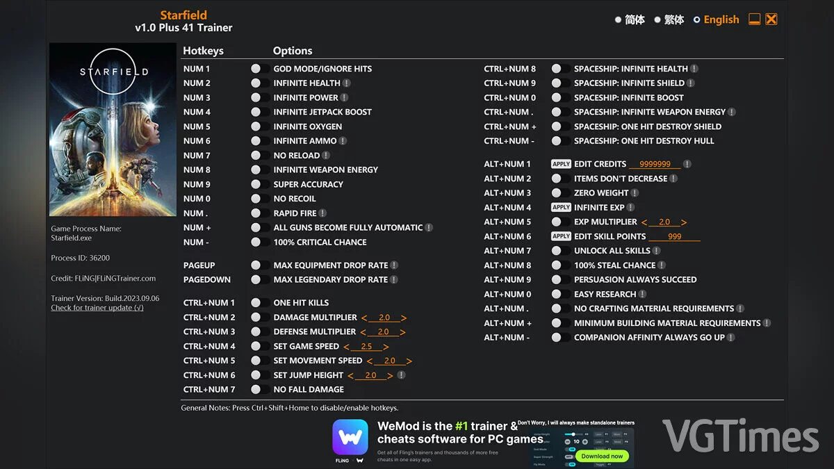 Starfield — Trainer (+41) [1.0]