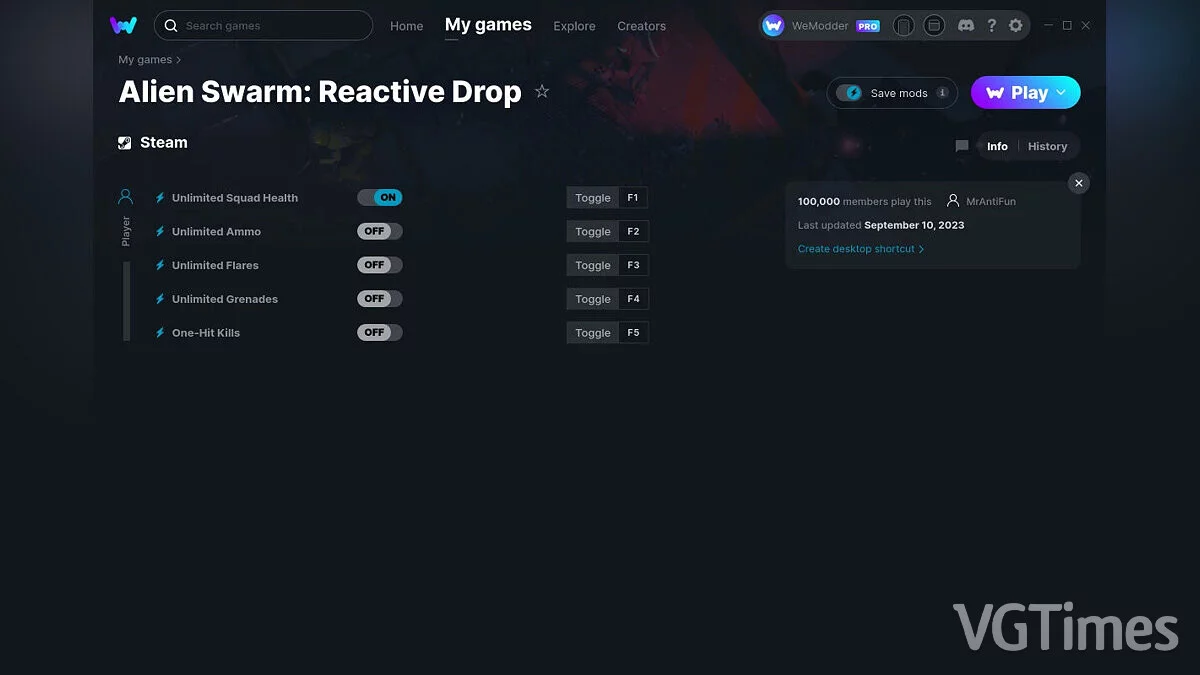 Alien Swarm: Reactive Drop — Trainer (+5) from 09/10/2023 [WeMod]