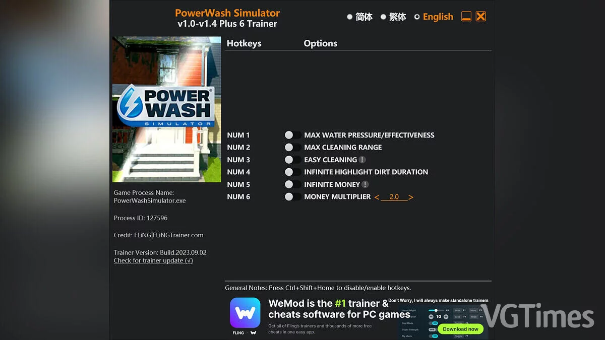 PowerWash Simulator — Entrenador (+6) [1.0 - 1.4: Fijo]