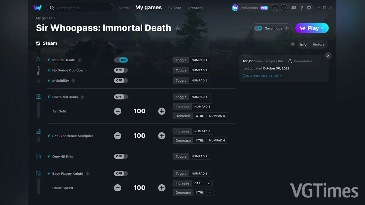 Sir Whoopass: Immortal Death — Трейнер (+10) від 30.10.2023 [WeMod]